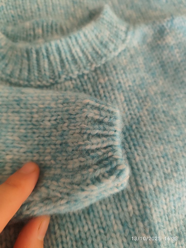 Çocuk Turkuaz Örgü Basic Kazak - Görsel 4