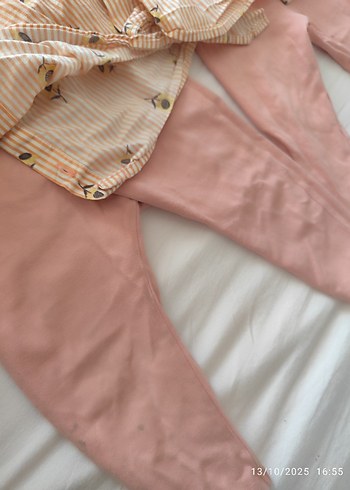 Pembe Nakışlı Kolsuz Bebek Kız Takımı - Görsel 6