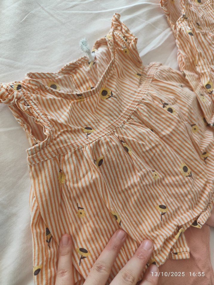 Pembe Nakışlı Kolsuz Bebek Kız Takımı - Görsel 2