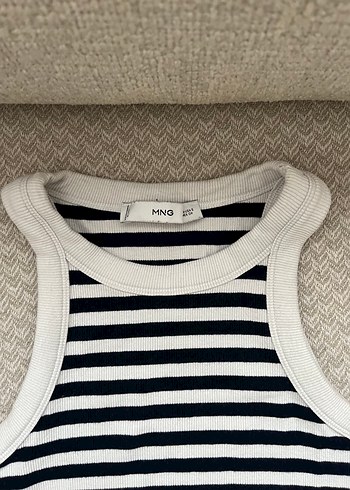 Mango Çizgili Kadın Kolsuz Triko Atlet - Görsel 2