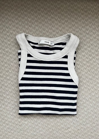 Mango Çizgili Kadın Kolsuz Triko Atlet - Görsel 4