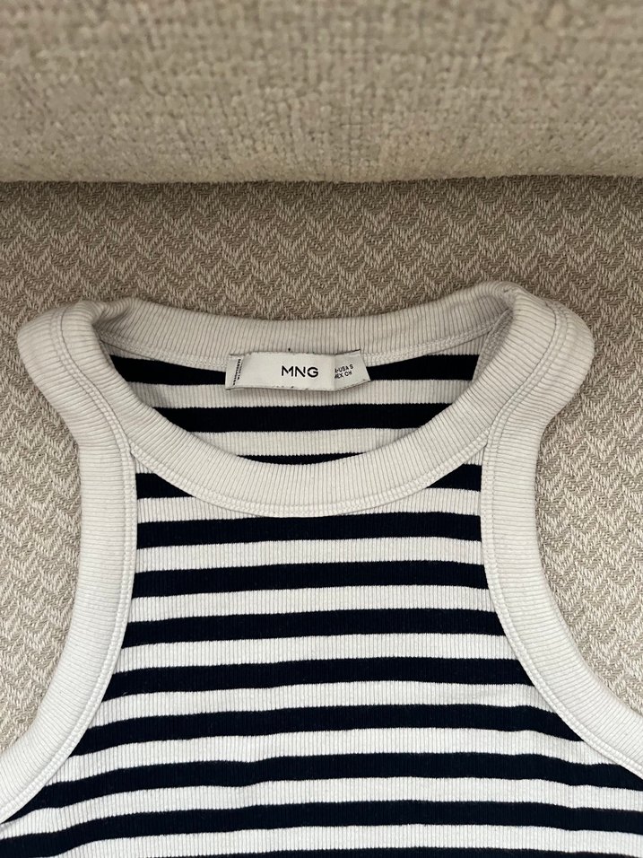 Mango Çizgili Kadın Kolsuz Triko Atlet - Görsel 2