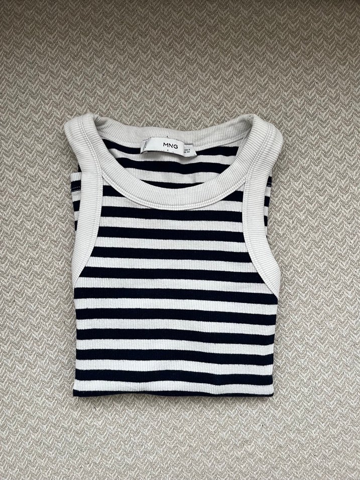 Mango Çizgili Kadın Kolsuz Triko Atlet - Görsel 4