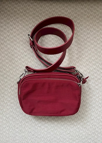 Stradivarius Bordo Kadın Çapraz Çanta Fermuarlı - Görsel 5