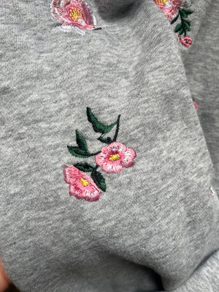 H&M Nakışlı Gri Kadın Sweatshirt - Görsel 5