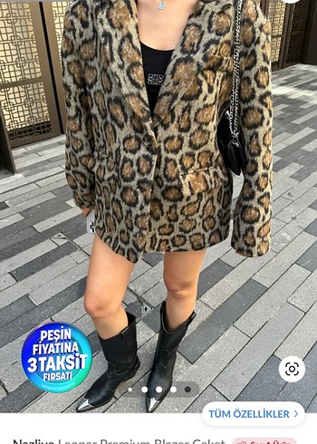Kahverengi Leopar Desenli kaban ceket
