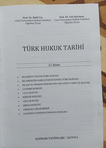 Türk Hukuk Tarihi Kitabı 12. Baskı - Görsel 2