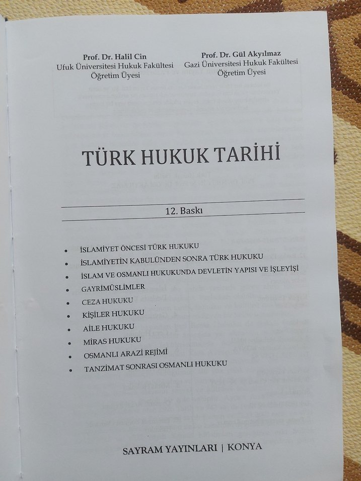 Türk Hukuk Tarihi Kitabı 12. Baskı - Görsel 2