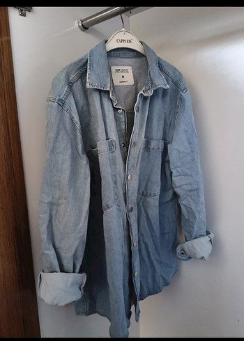 Düğmeli Mavi erkek Kot Ceket - Görsel 2