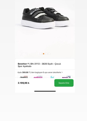 Benetton Siyah Çocuk Spor Ayakkabı