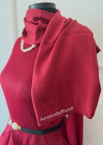 Bordo Piliseli Uzun Kadın Tunik - Görsel 6