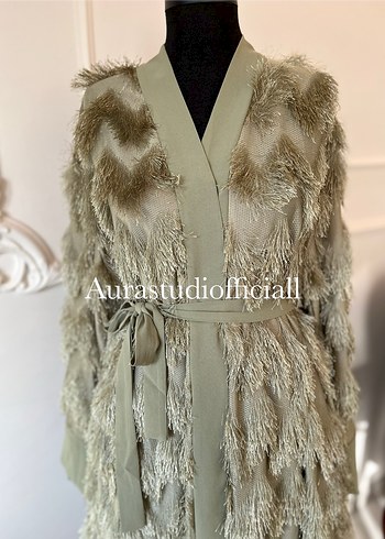 İthal püskül detaylı kimono - Görsel 3