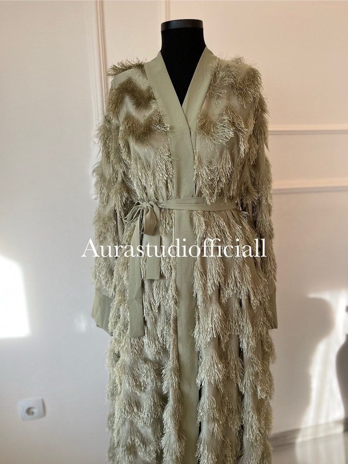 İthal püskül detaylı kimono - Görsel 4