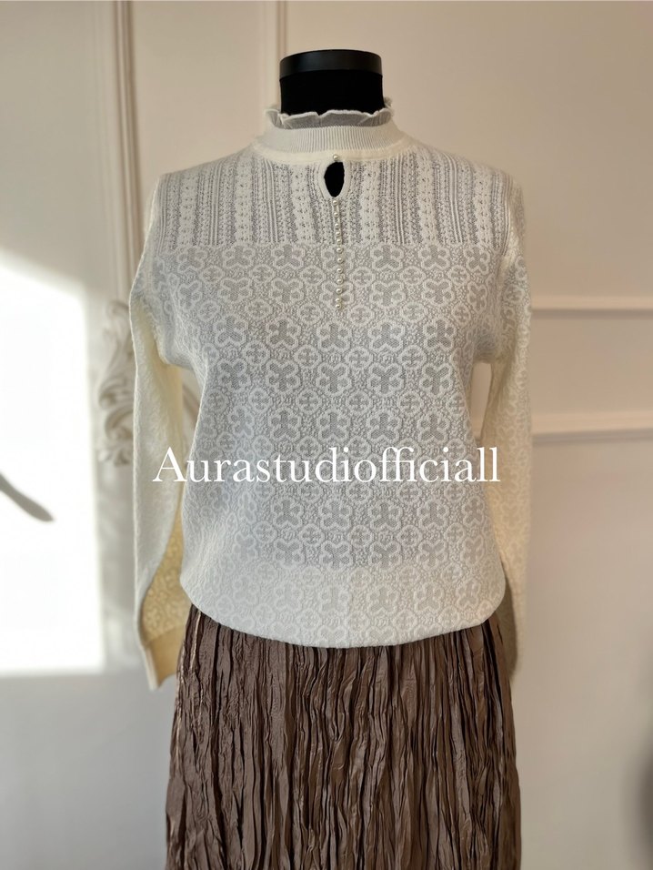 İthal Bohem ekru Triko Kazak - Görsel 2