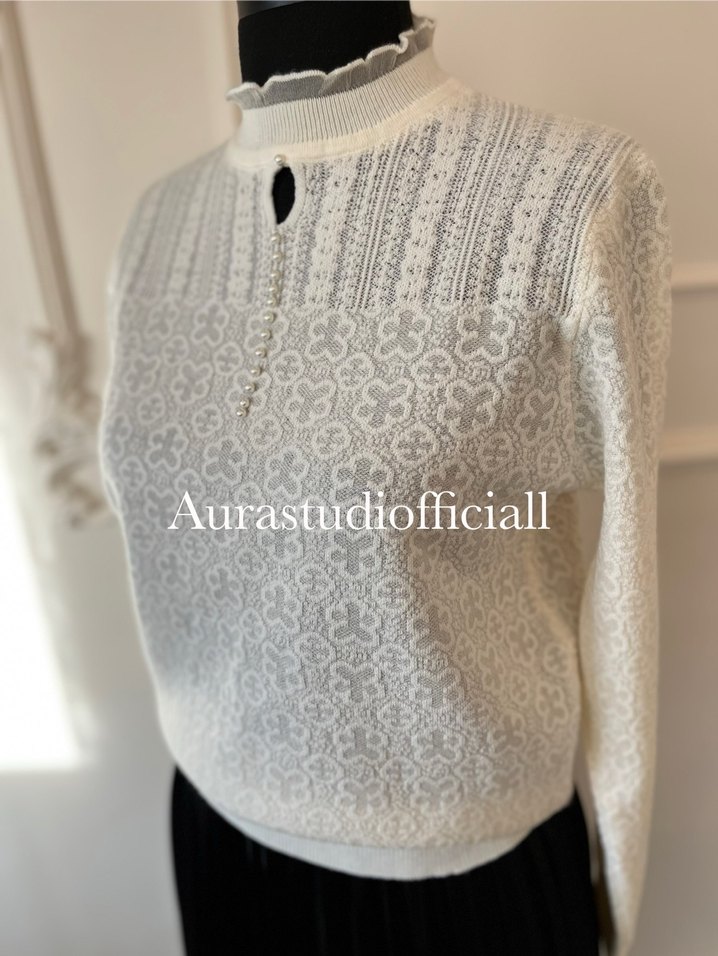 İthal Bohem ekru Triko Kazak - Görsel 3