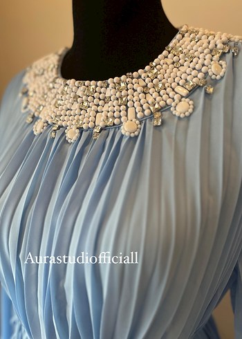 Mavi Piliseli ithal Elbise - Görsel 4