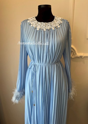 Mavi Piliseli ithal Elbise - Görsel 2