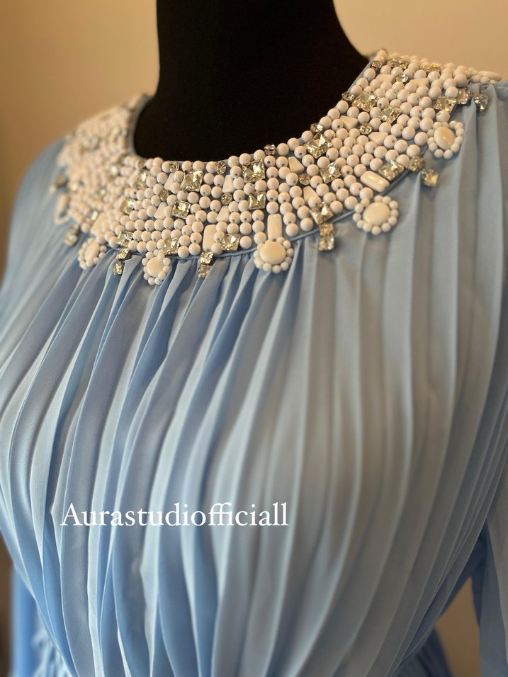 Mavi Piliseli ithal Elbise - Görsel 4