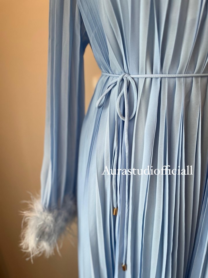 Mavi Piliseli ithal Elbise - Görsel 3