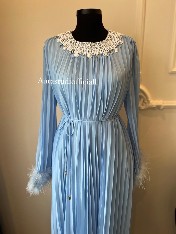 Mavi Piliseli ithal Elbise - Görsel 2