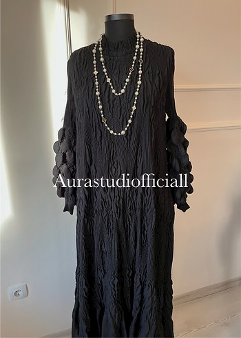 İthal Bürümcük Detaylı Elbise - Görsel 4