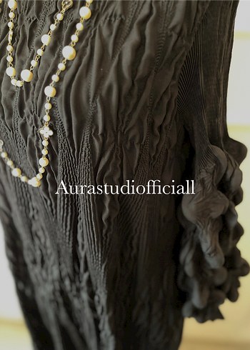 İthal Bürümcük Detaylı Elbise - Görsel 5