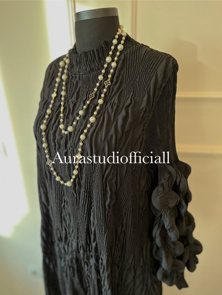 İthal Bürümcük Detaylı Elbise - Görsel 2