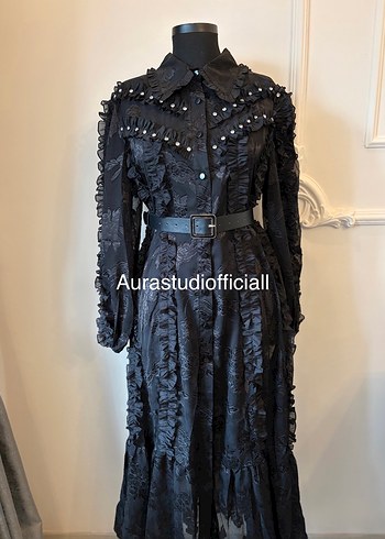 İthal Fırfırlı Taş Detaylı Elbise - Görsel 2