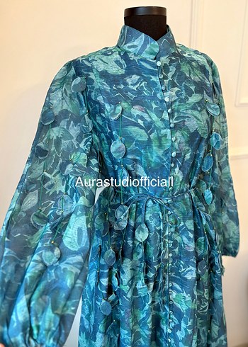 İthal Yaprak Detaylı Elbise - Görsel 5