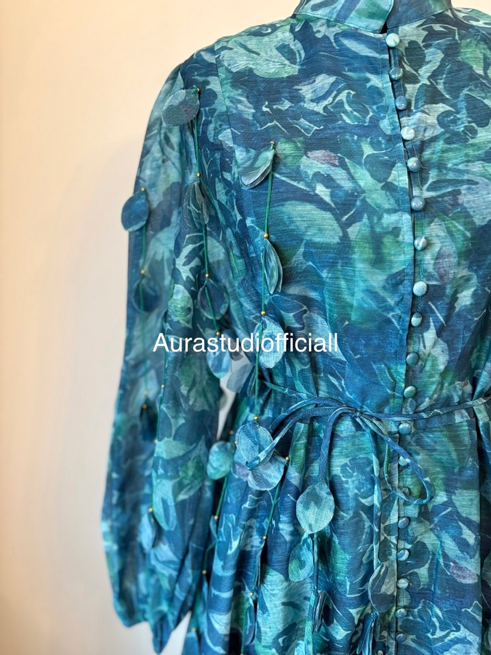 İthal Yaprak Detaylı Elbise - Görsel 3