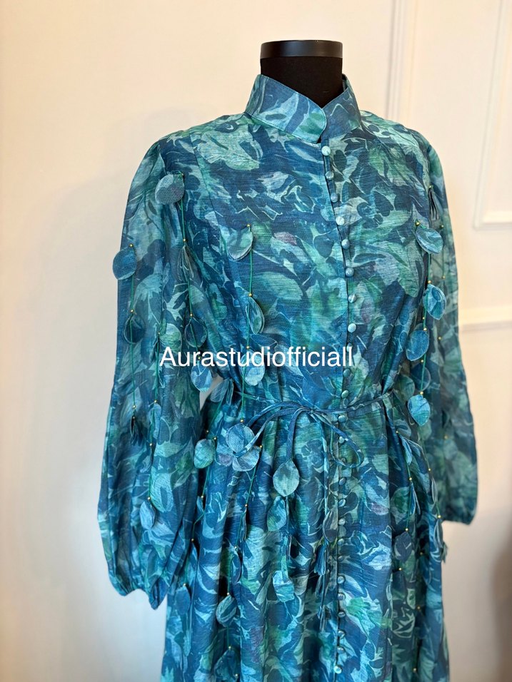 İthal Yaprak Detaylı Elbise - Görsel 2