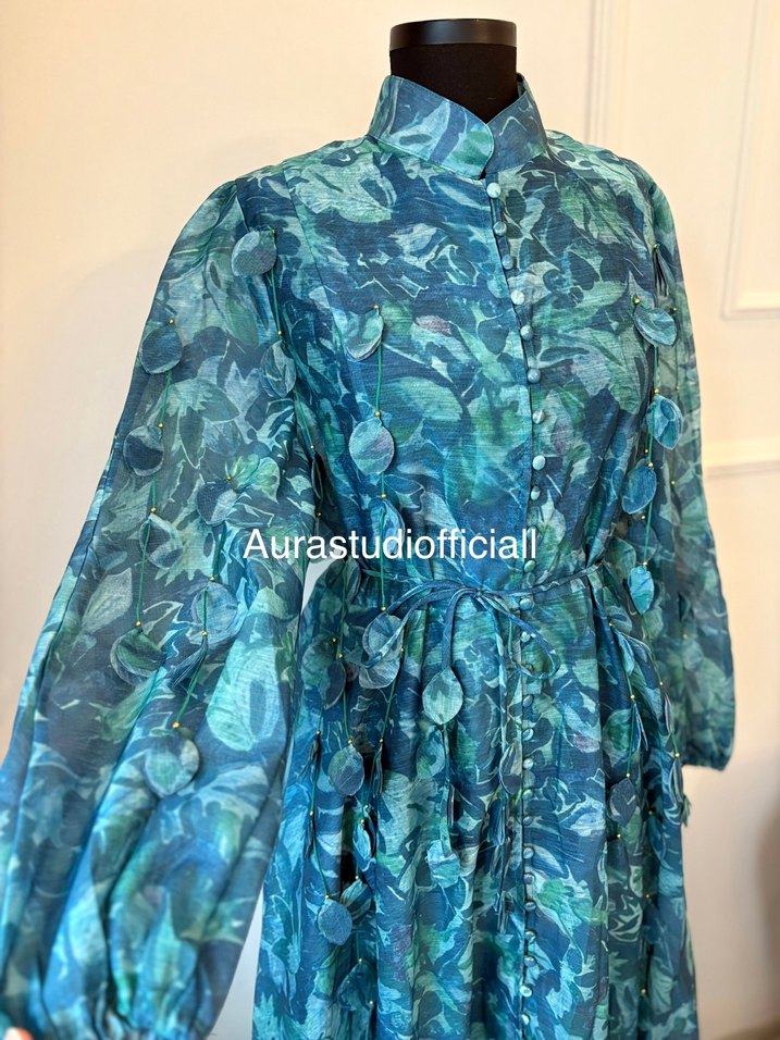 İthal Yaprak Detaylı Elbise - Görsel 5