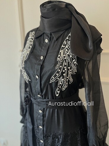 İthal tasarım organze elbise - Görsel 4