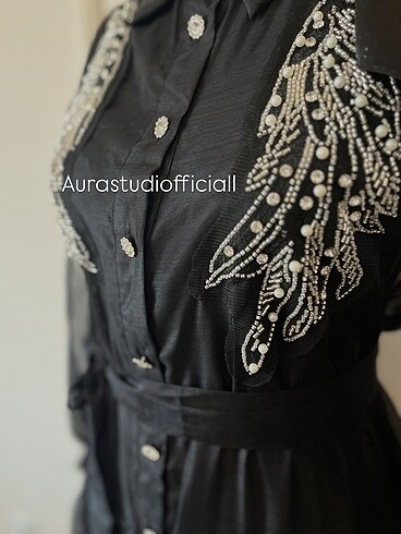 İthal tasarım organze elbise - Görsel 3