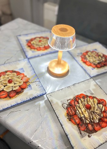 Bej Ahşap Tabanlı Masa Lambası - Görsel 2