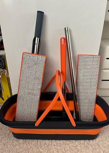 Turuncu Katlanabilir Kovalı mop