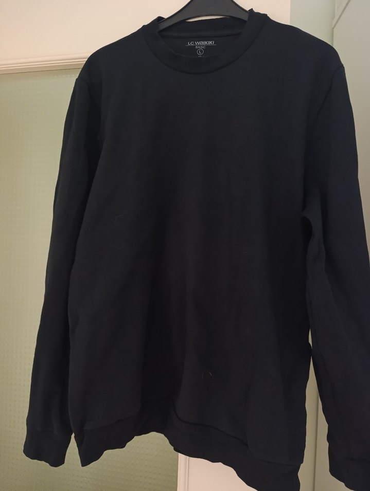 Siyah erkek Oversize Sweatshirt - Görsel 2