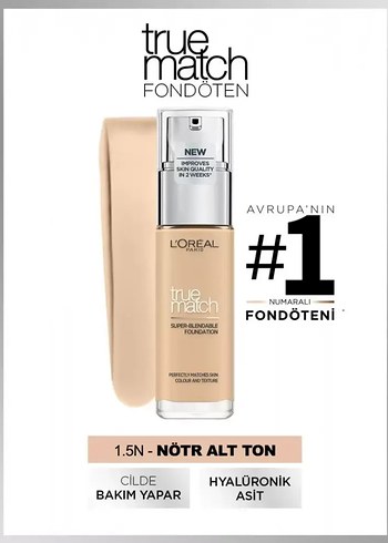L'Oréal Paris True Match Fondöten 1.5N Beige