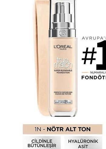 L'Oreal Paris True Match Fondöten 1N Bej