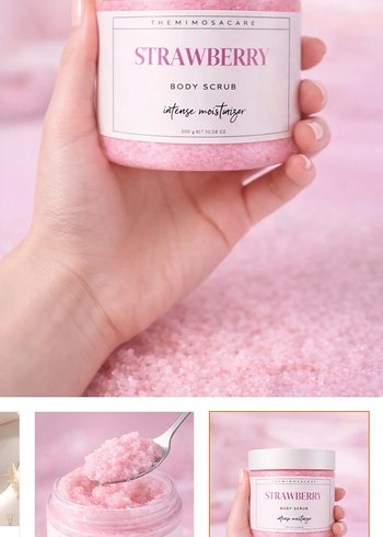 THEMIMOSACARE Çilek Vücut Peelingi 300g - Görsel 3