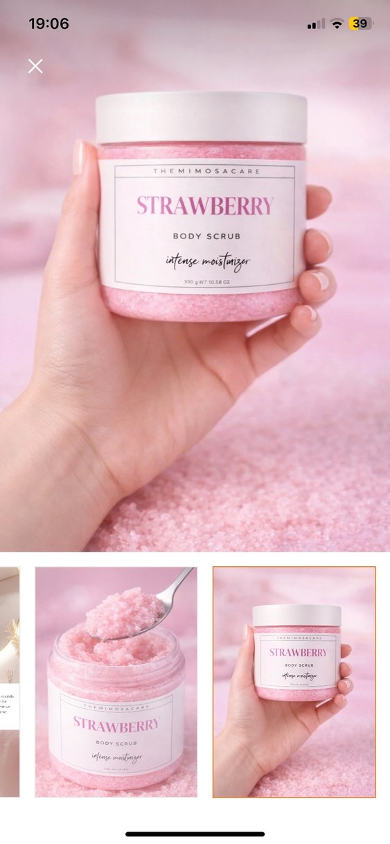 THEMIMOSACARE Çilek Vücut Peelingi 300g - Görsel 3