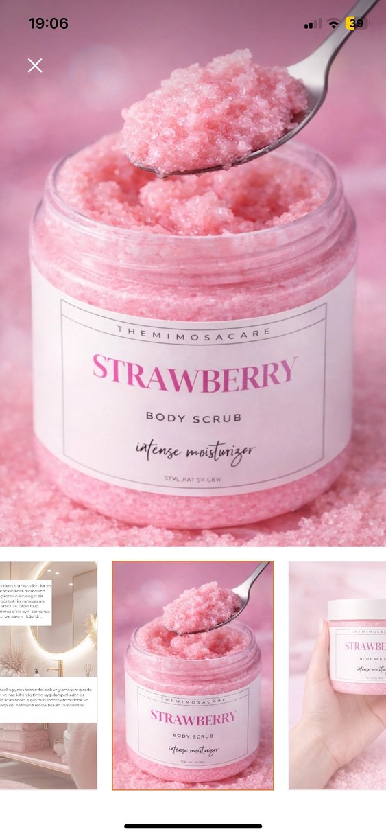 THEMIMOSACARE Çilek Vücut Peelingi 300g - Görsel 2