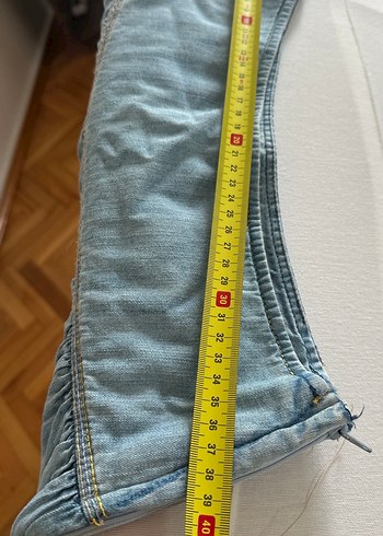 Kadın Mavi Denim Fırfırlı Midi Etek - Görsel 4