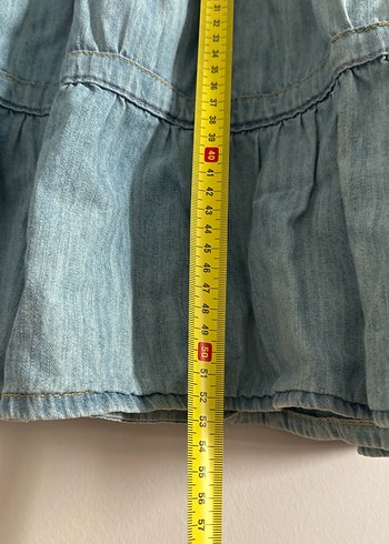 Kadın Mavi Denim Fırfırlı Midi Etek - Görsel 3