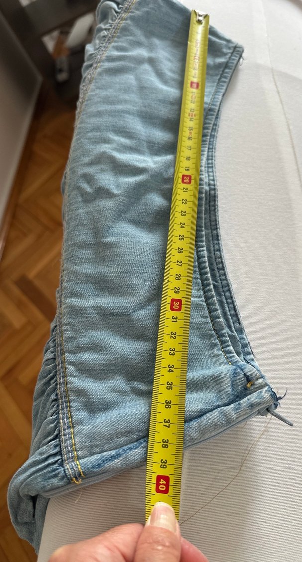 Kadın Mavi Denim Fırfırlı Midi Etek - Görsel 4