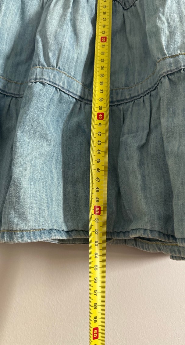 Kadın Mavi Denim Fırfırlı Midi Etek - Görsel 3