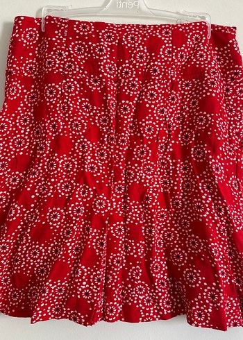 Düğmeli Kırmızı Bohem Midi Etek - Görsel 2