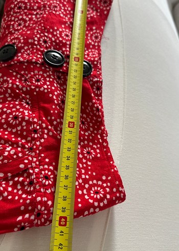 Düğmeli Kırmızı Bohem Midi Etek - Görsel 4