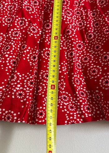 Düğmeli Kırmızı Bohem Midi Etek - Görsel 3