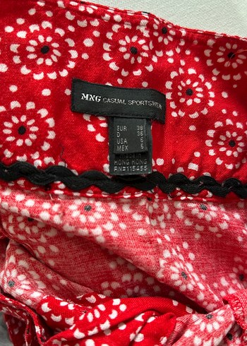 Düğmeli Kırmızı Bohem Midi Etek - Görsel 6